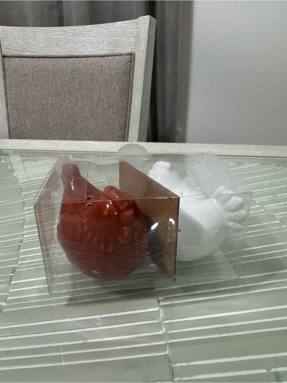 Ceramic Chicken Salt and Pepper Shakers - Red & White